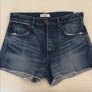 Moussy Blue Jean Shorts with Distressed Hems